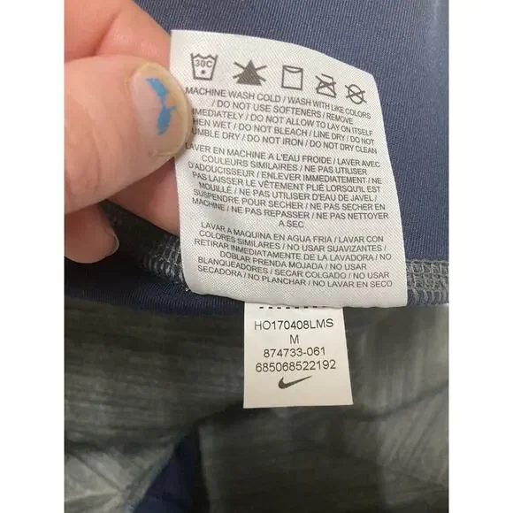 Nike Legendary Mid Rise Compression Training Tights Side Zip Grey Blue SZ Medium - Picture 8 of 8